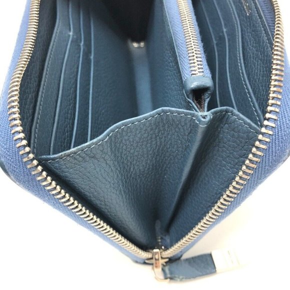 DIOR HOMME logo Zip Around Saif Long Wallet Leather Navy/SilverHardware - Picture 2 of 16